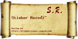 Stieber Rezső névjegykártya